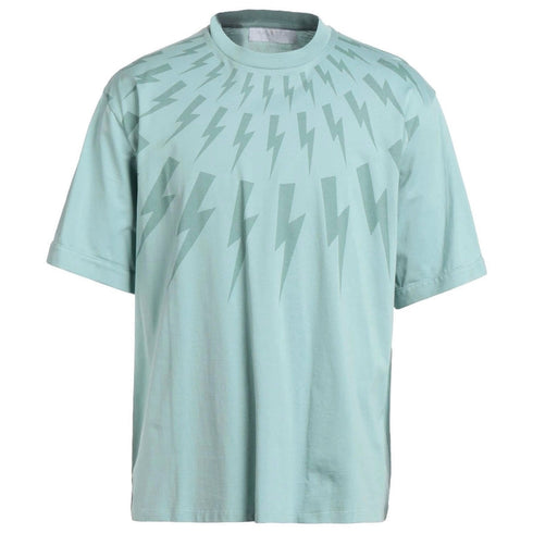 Neil Barrett Fair Isle Thunderbolt Oversize Blue T Shirt Bjt008S R518S 3201